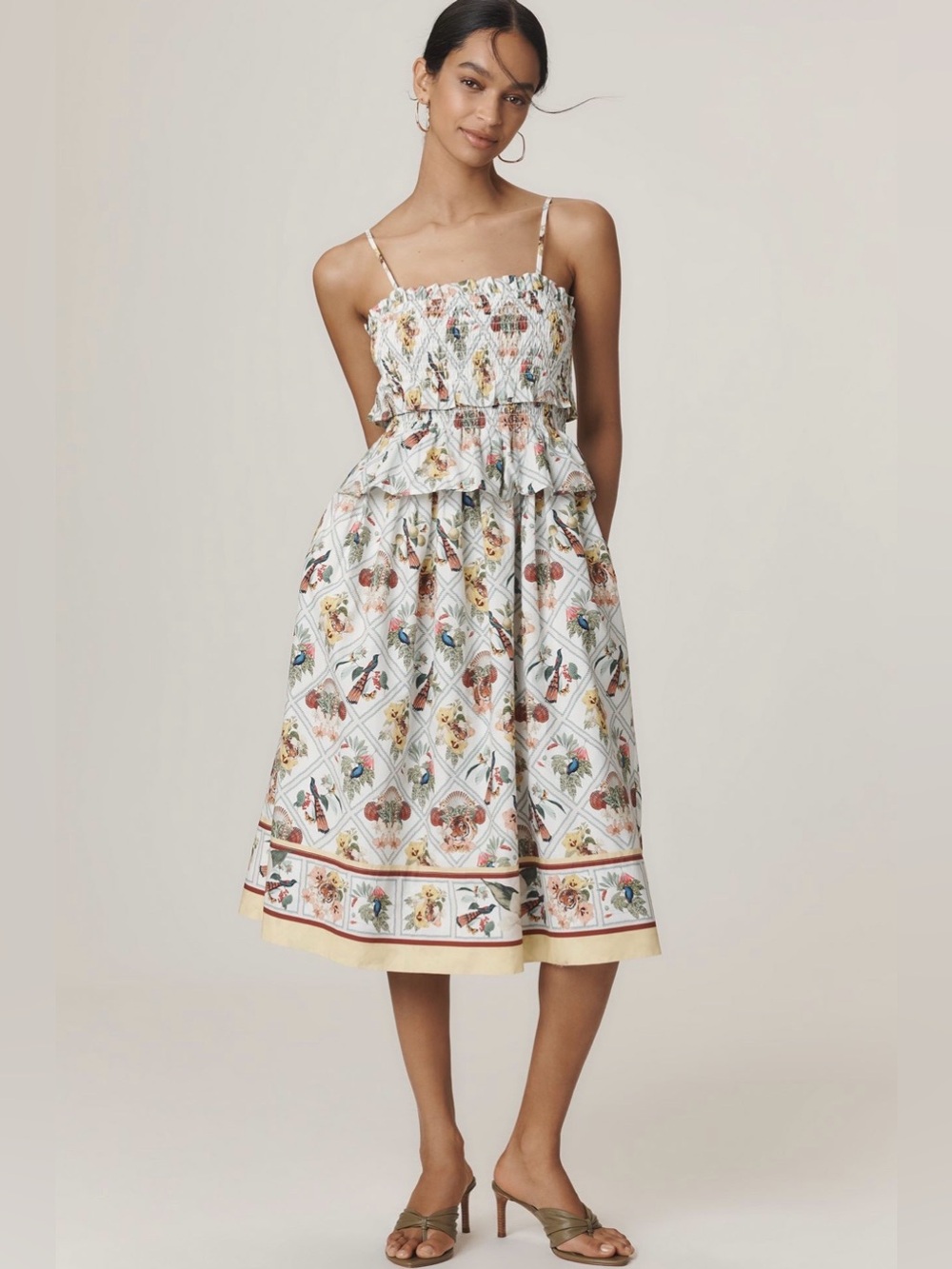 NWOT size XS Anthropologie Smocked Peplum midi dress